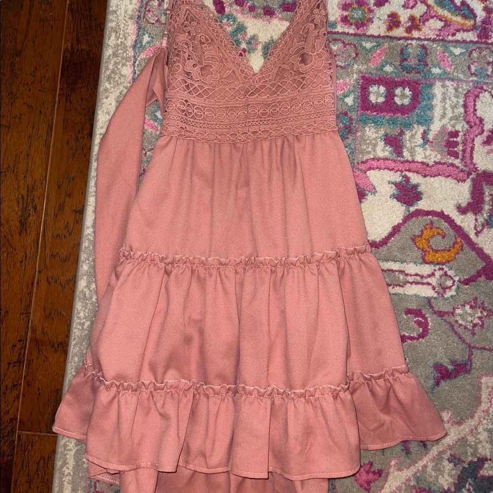 Online lace layered dress - Salmon.